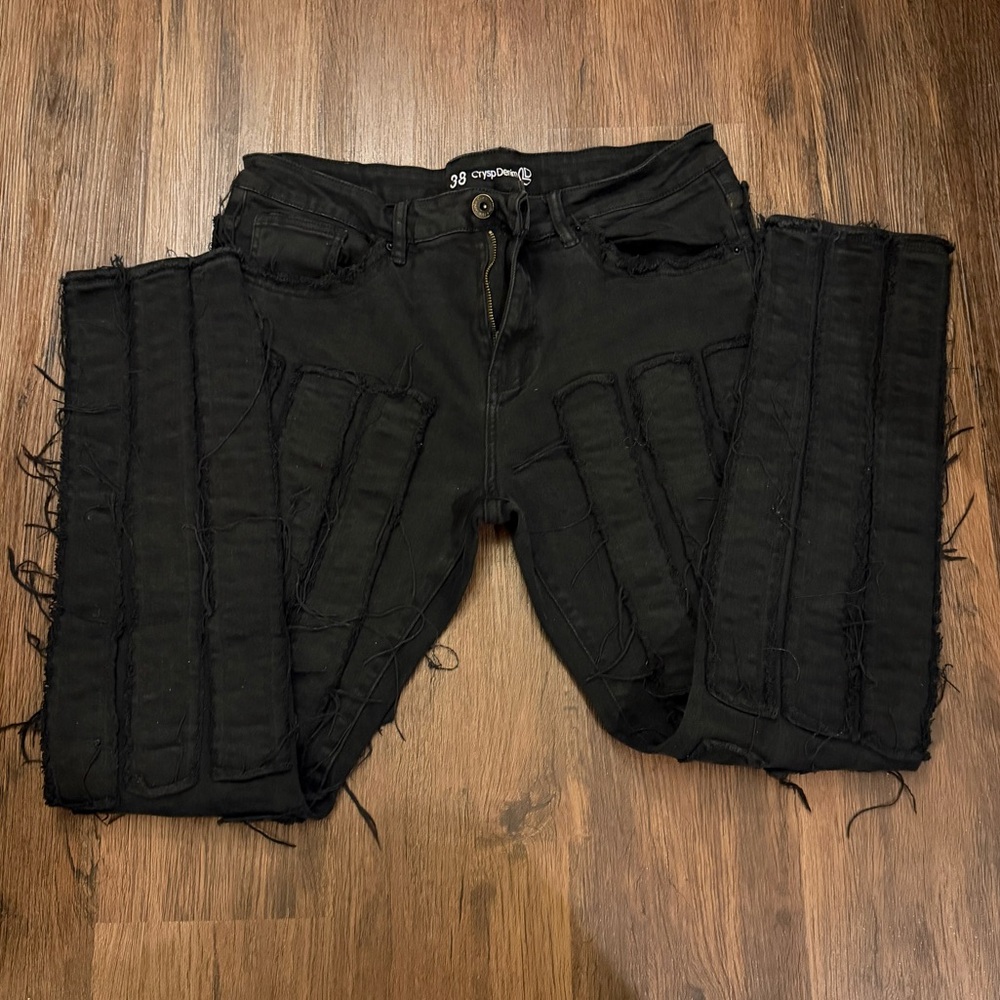 Cropped Black Frayed Skinny Jeans